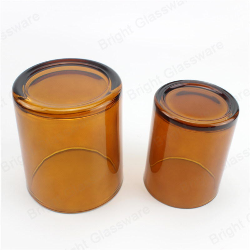Translucent Spray Color Painted Brown Candle Holder Glass