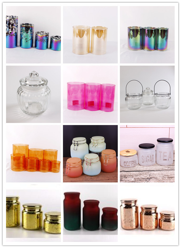 400ml Round Glass Candle Jar Wax Holder with Glass Lid