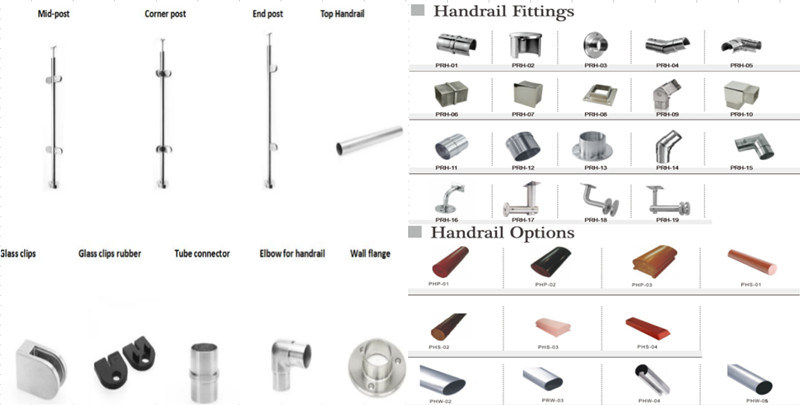 Stainless Steel Glass Railing, Custom Tempered Glass Panels Balustrade Price