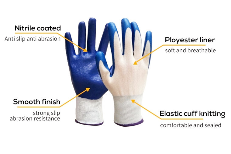 Durable Safety Protective Nitrile Coated Work Glove