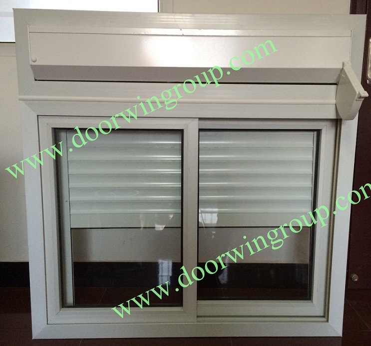 PVC Glass Window with Manual Blinds/Shutters for Container House, Slinding Sash Window with Single or Double Glazing Glass