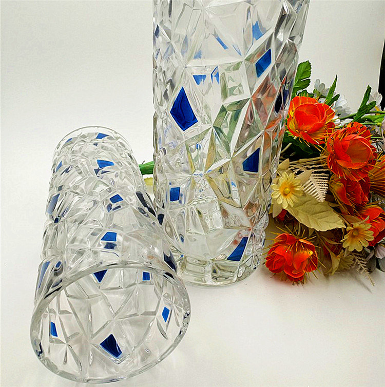 Beautiful Decorative Glass Vase Blue Heather Flower Glass Vase