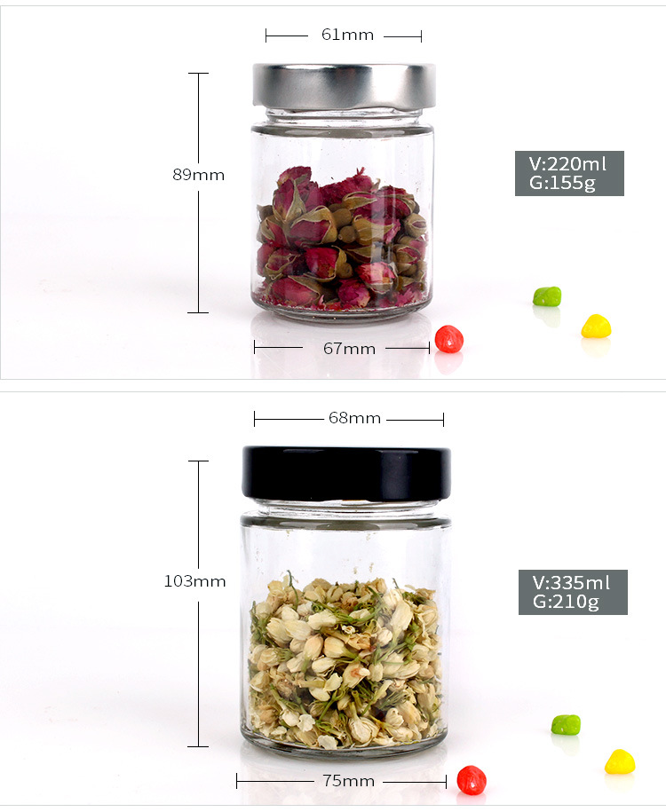 Clear Glass Container Jar for Food Kitchen Canning Spice Salad