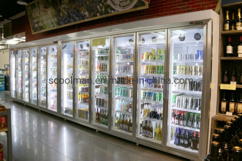 Vertical Display Front Glass Door Ice Cream Refrigerator for Shop