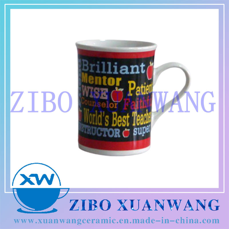 Tall Straight White Ceramic Mug with Outside Full Printing Coffee Printing Ceramic Coffee Cup