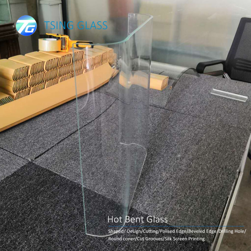 Float Bent Glass Tempered/Toughened Glass Curved Glass for Shower Room Railing, Oven
