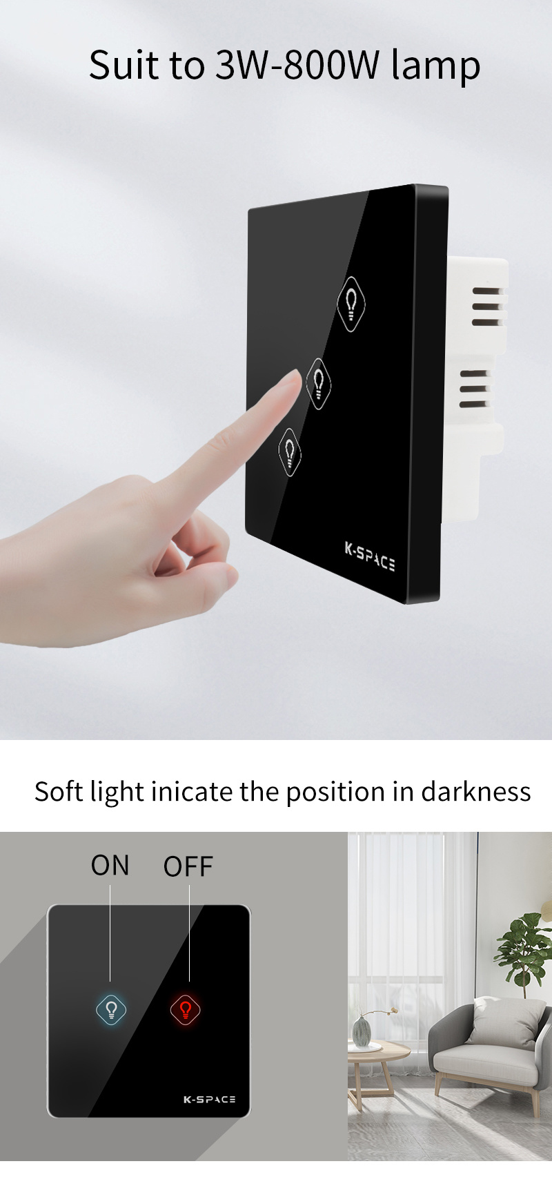 Glass Panel Home Smart Zigbee Light Switch Touch Switch