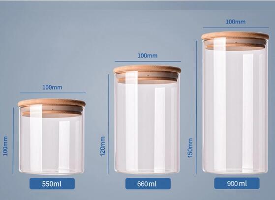 High Borosilicate Glass Jar Glass Storage Jar with Wood Lid