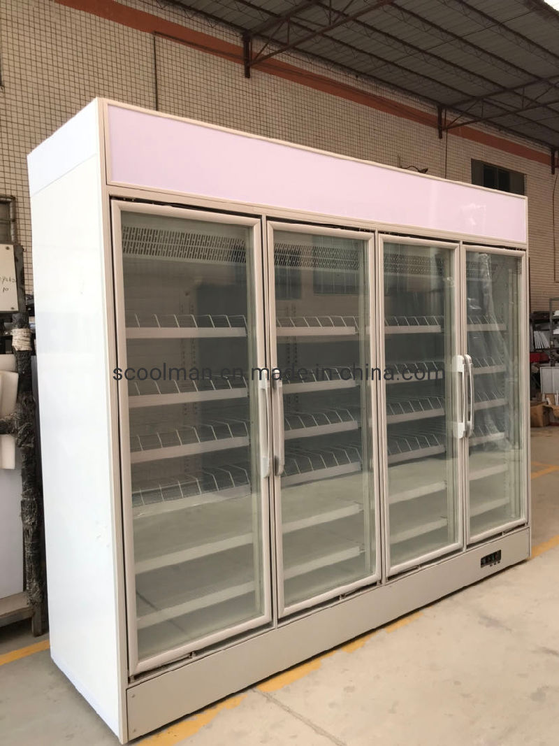 Vertical Display Front Glass Door Ice Cream Refrigerator for Shop