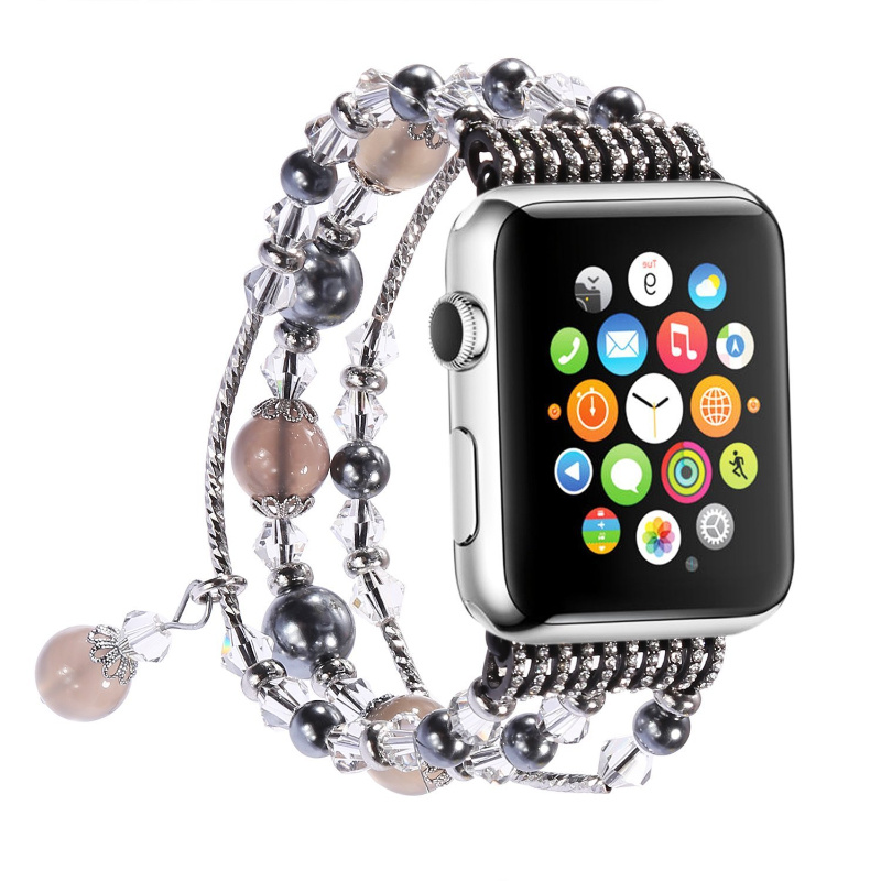 Diamond Crystal Stone Beaded Strap Jewel Watch Band Luxury Stainless Watch Band Sport Watch Band for Apple Watch