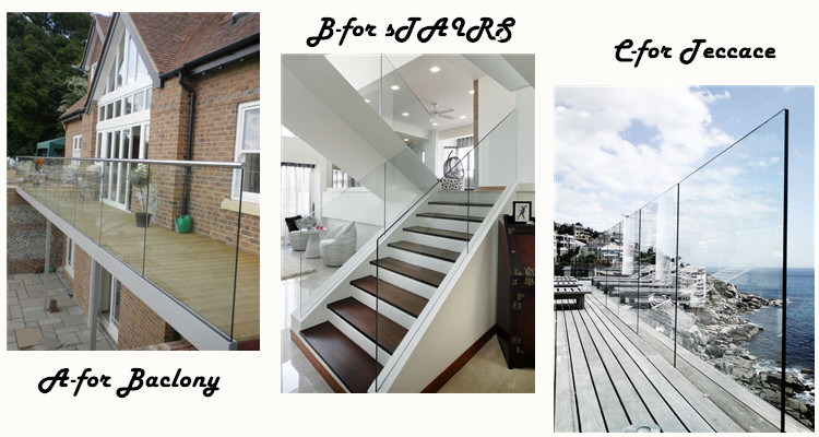 Decking Recessed Mounted Tempered Glass U Channel Balustrade