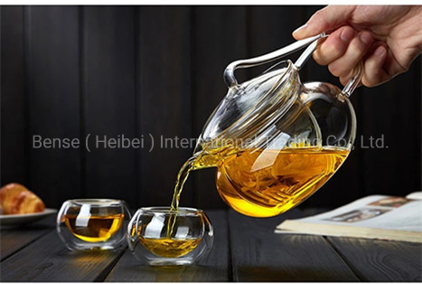100% Handmade Large Capacity Clear Glass Tea Set Heat Resistant Glass Tea Pot with Infuser