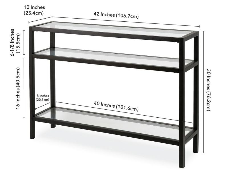 Console Table with Tempered Glass Shelves