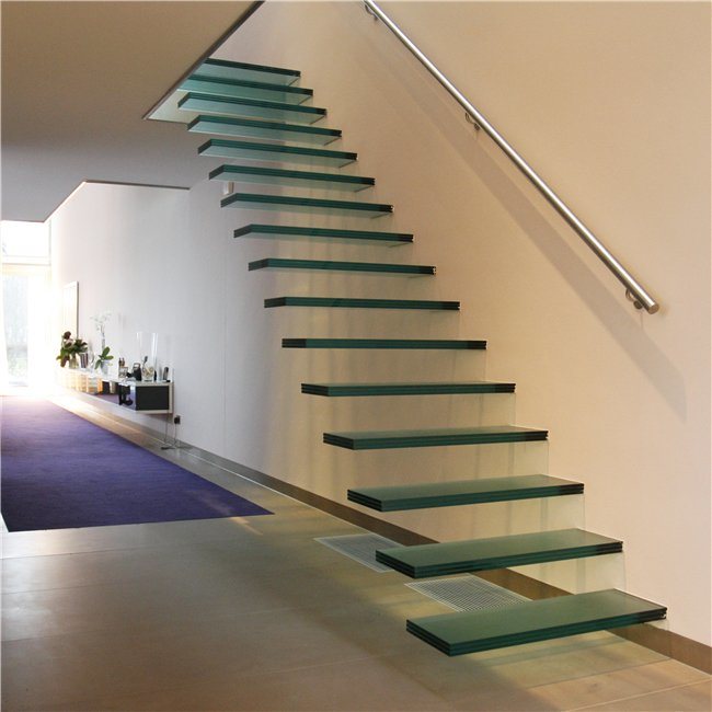 Tempered Glass Steps Piral Steel Staircase/Curved Stairs