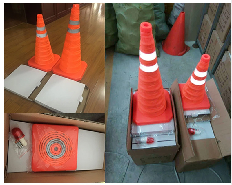 High Reflective Collapsible Folding Traffic Cone with LED Light