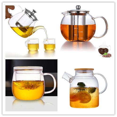 Pyrex Glass Teapot Glass Tea Pot with Bamboo Lid High Borosilicate Glass Tea Pot