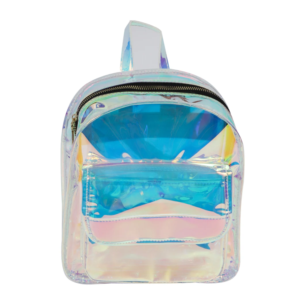 Custom Travel Clear PVC Girls Backbag Holographic Backpacks