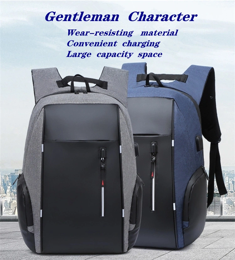 Fashion Waterproof Business Bag Smart Anti-Theft Laptop Backpack with USB Charger and Reflective Strip