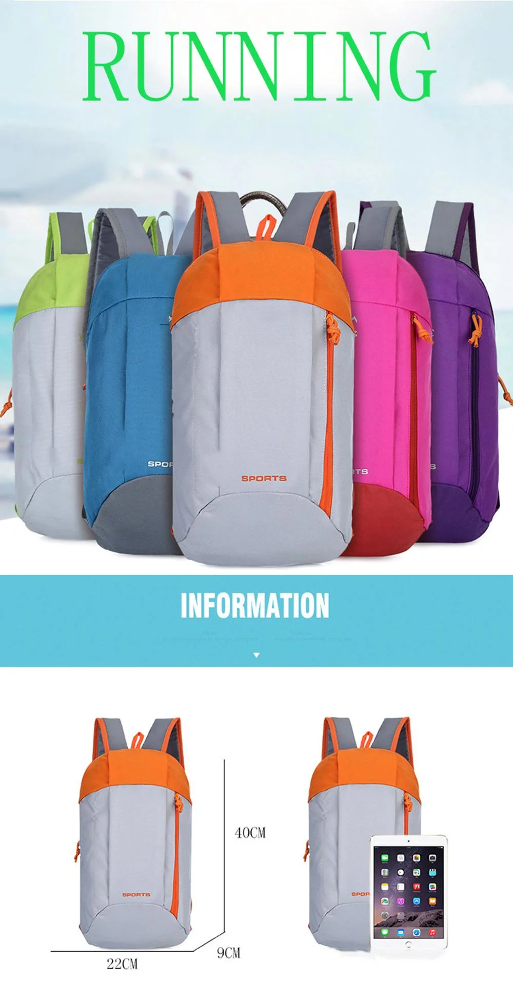 Wholesale China Waterproof Backpack Travel Lightweight Polyester Foldable Backpack with Sport Bags