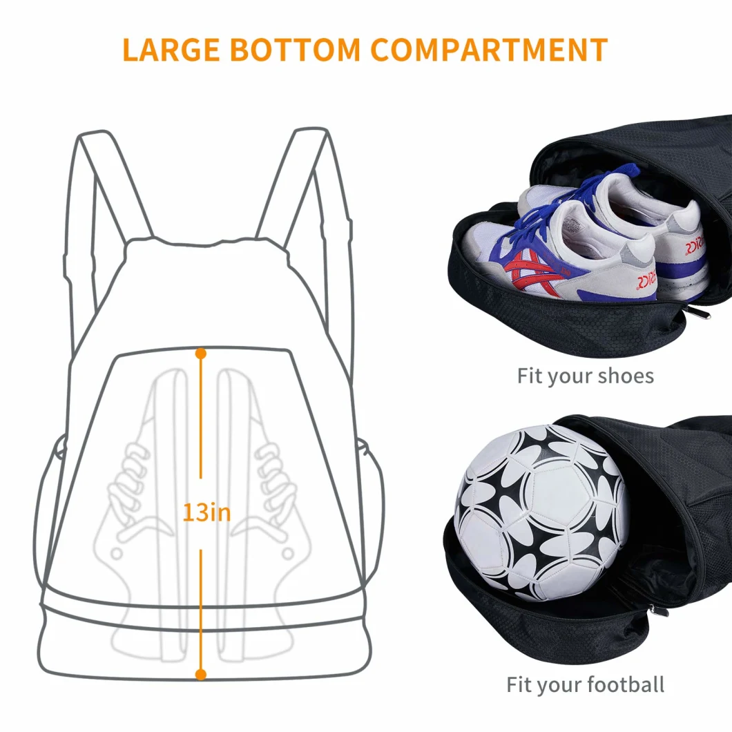 Custom Drawstring Bag Backpack with Ball Shoe Compartment Sport Gym Sack Backpack String Bag for Men Women Soccer Basketball Bag