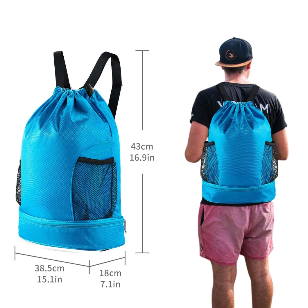 Double Shoulder Outdoor Sports Leisure Travel Fitness Yoga Football Basketball Drawstring Backpack Pack Bag (CY5836)