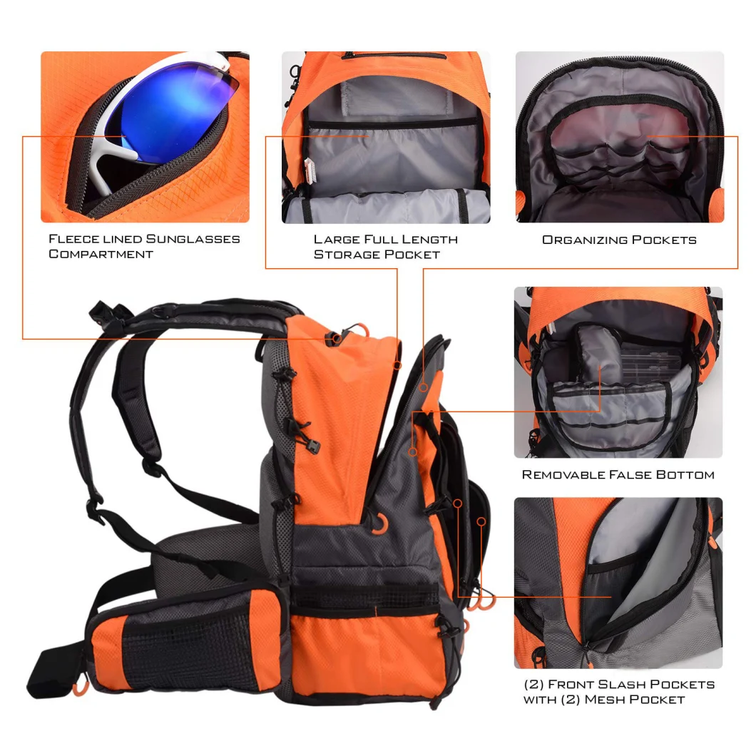 Custom Fishing Tackle Backpack Saltwater Resistant Fishing Bag Large Tackle Storage Bag Fishing Gear Bag