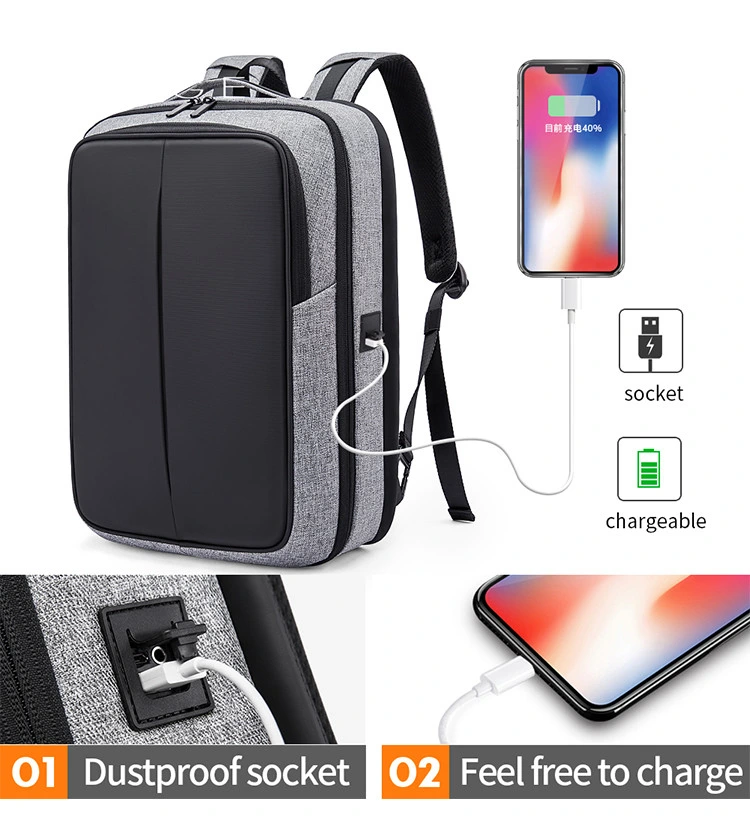 New Model Fashion Business with USB Charging Laptop Backpack Smart School Bag Waterproof Travel Backpack