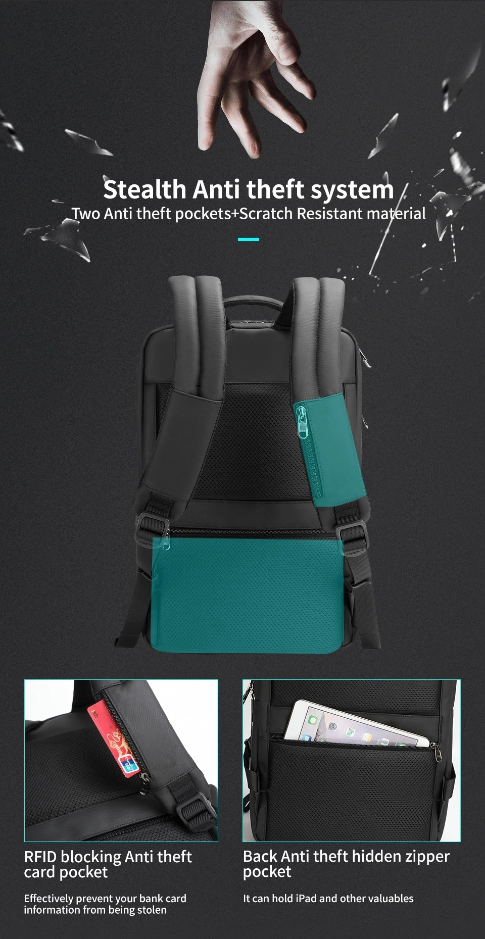 High Quality Laptop Backpack for 15.6 Inches Anti Theft Outdoor Travel Bag Fashion Smart Backpack Leisure Big Capacity