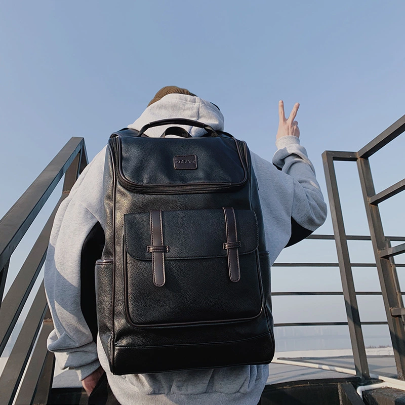 Simple and Stylish Korean Shoulder Bag Street Hipster Male PU Shoulder Bag Outdoor Leisure Backpack