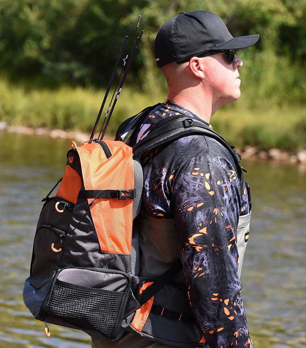 Custom Fishing Tackle Backpack Saltwater Resistant Fishing Bag Large Tackle Storage Bag Fishing Gear Bag