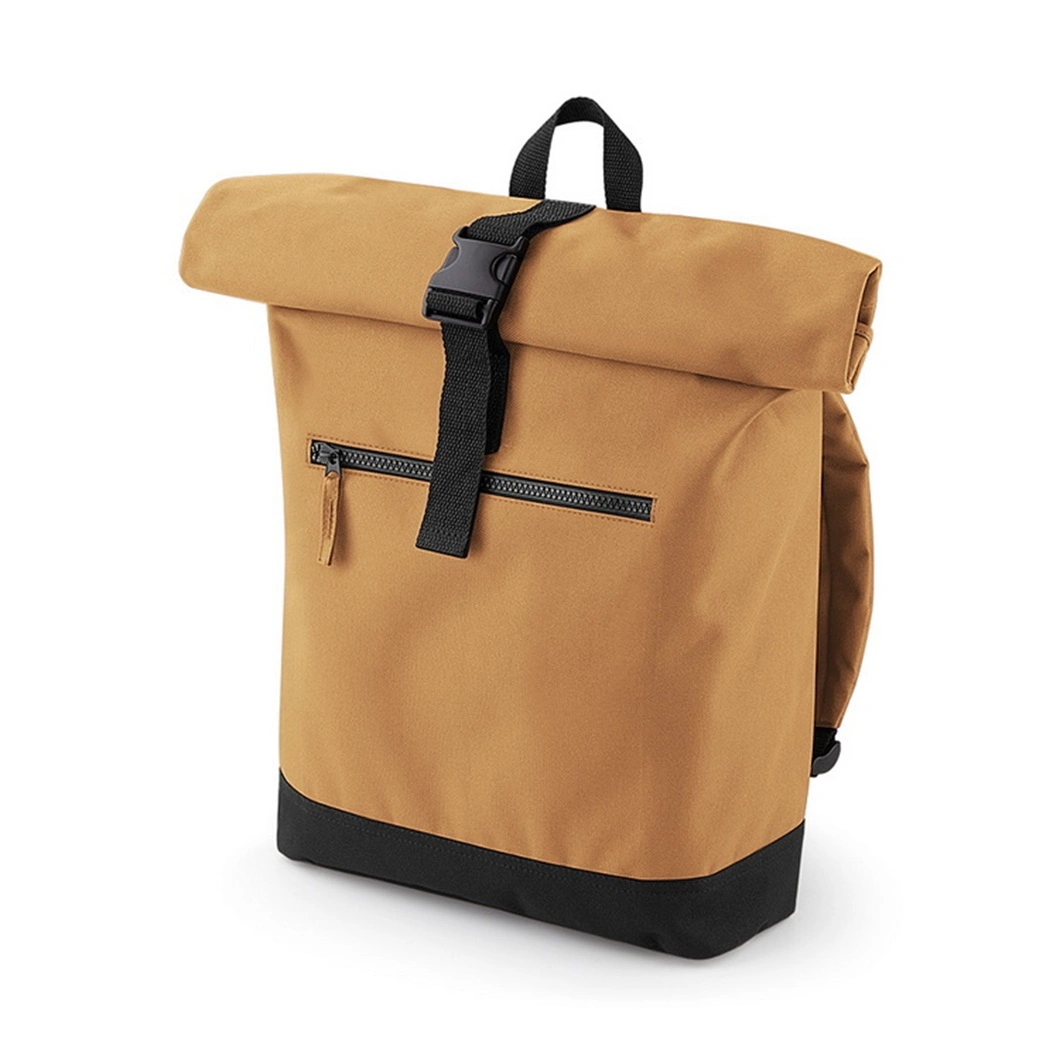 Black 600d RPET Recycled Custom Logo Student Teenager Roll up School Computer Backpack Bag