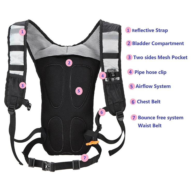 Super Lightweight Hydration Backpack Pack with 2L BPA Free Water Bladder