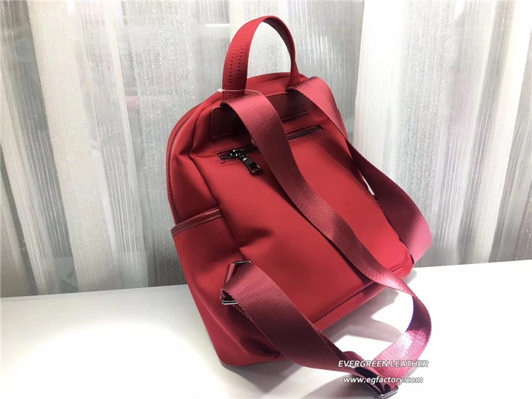 Ladies Waterproof Nylon with Leather Backpack Girls Travel Bag Emg5462