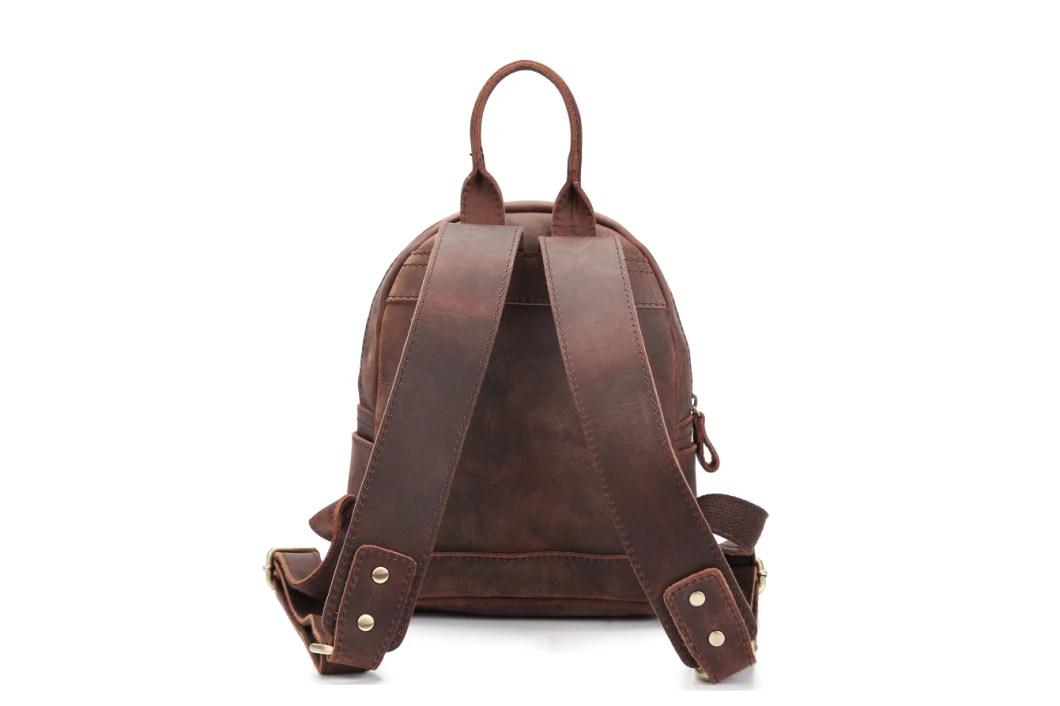 Brown Color Cowhide Leather Travel Girl Mini Backpack Bag (RS-MS1039)