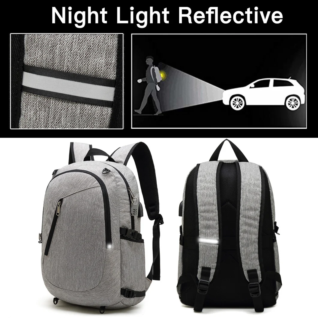School Student Business Smart Backpack Laptop Computer Bag Rucksack with USB Charging and Headphone Port Soft Backpack in Stock
