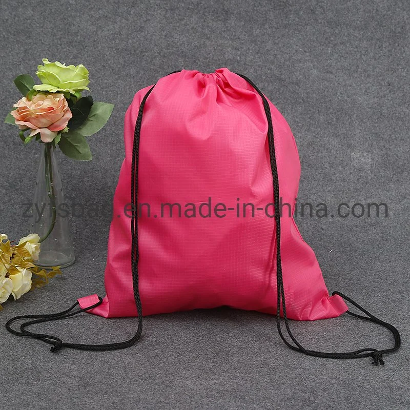 Advertising Promotional 210d Polyester Nylon Draw String Bag Sports Gym Drawstring Tote Backpack Bag