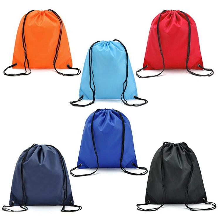 Custom Logo Printed 210d Polyester Sports Gym Backpack Drawstring Bag