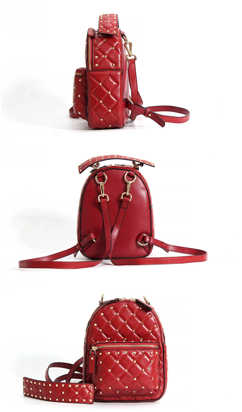 Fashion Design Good Quality Sheep Skin Leather Ladies Handbags Genuine Leather Backpack for Women
