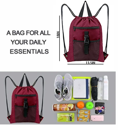 Drawstring Backpack Bag Gym Sports String Sack Pack for Teens Men and Women