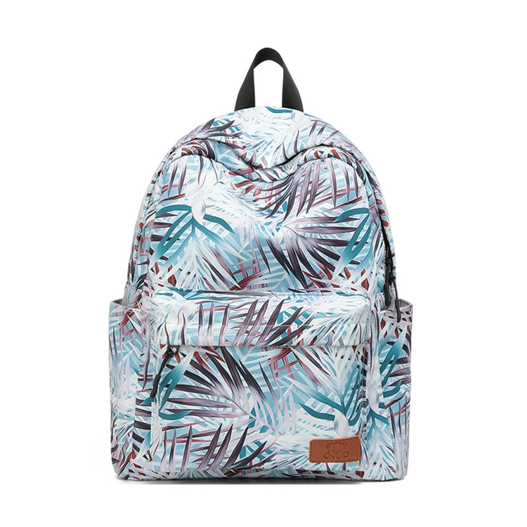 New Canvas Backpack Student Schoolbag Trend Versatile Colorful Leaf Print Leisure Travel Backpack