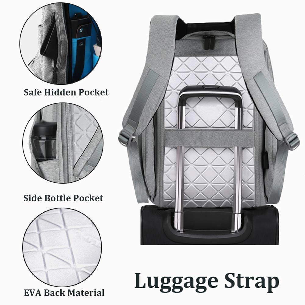 15.6 Inches Waterproof Anti-Theft Travel Laptop Backpack with Luggage Strap and USB Charging Port