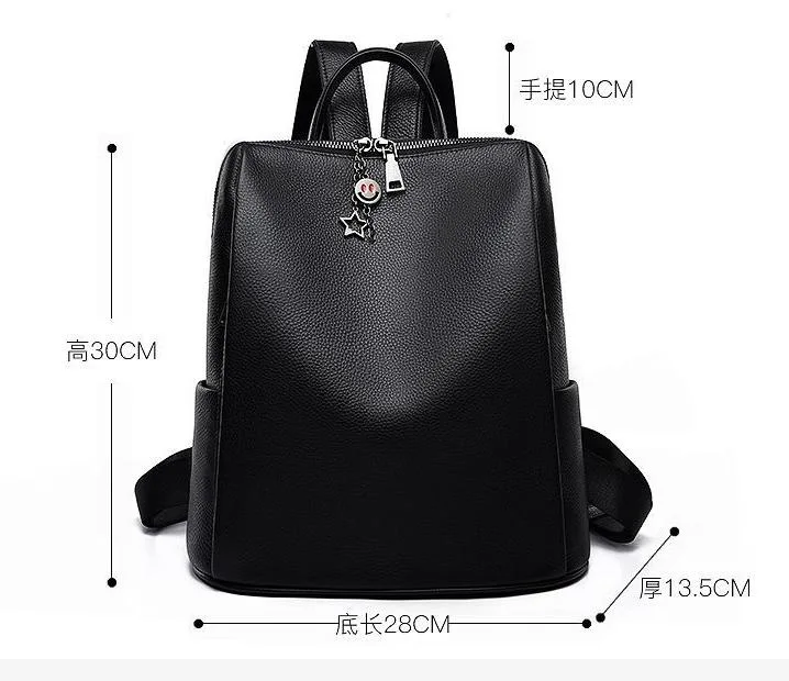 Korean Version of The Fashion Trend Soft Leather Daily Backpacks