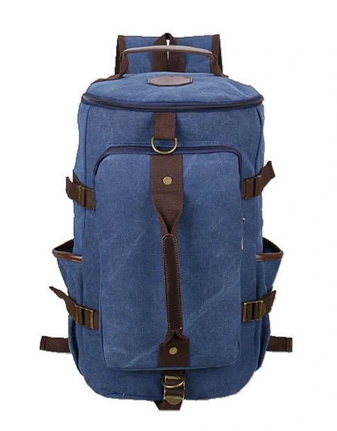 Dark Blue1 X Casual Backpack Man's Backpack Retro Outdoor Sports Travel Canvas Backpack
