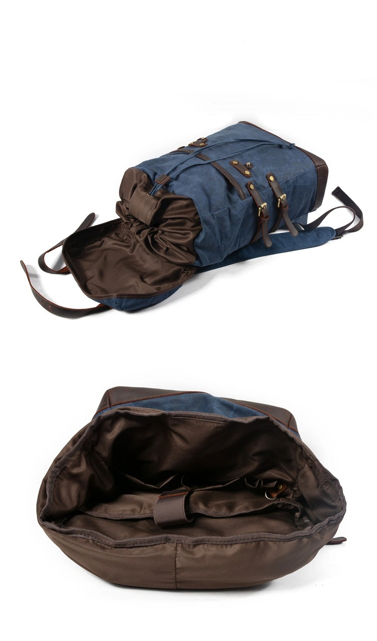 Leather Watgerproof Canvas Outdoor Weekender Large Hunting Fishing Backpack (RS-9159X)
