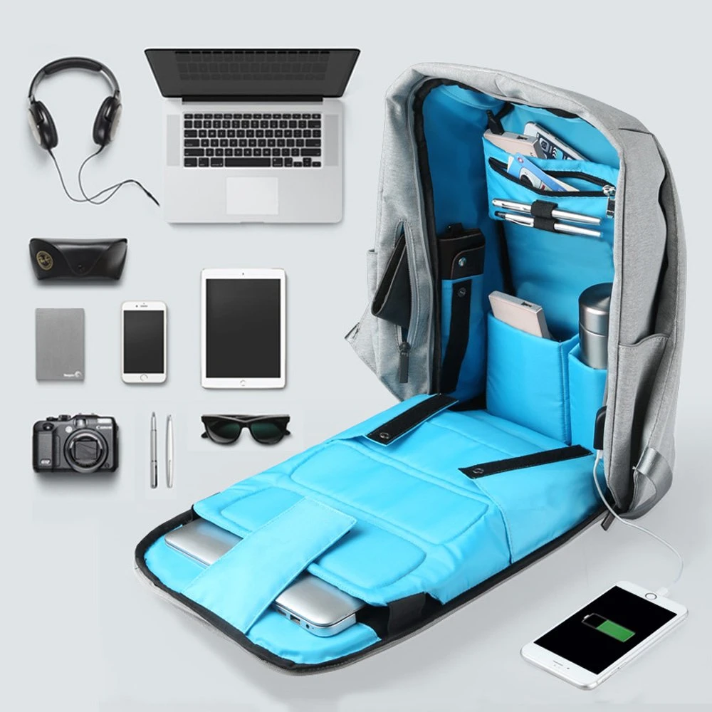 15.6 Inches Waterproof Anti-Theft Travel Laptop Backpack with Luggage Strap and USB Charging Port
