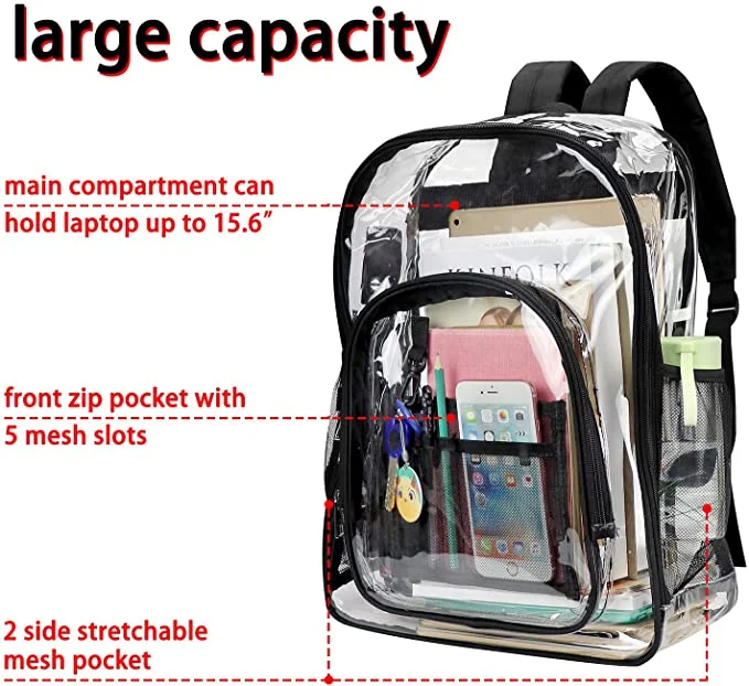 Heavy Duty Clear Backpack, Large PVC School Backpack
