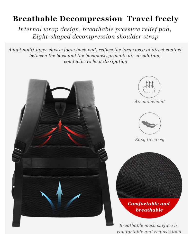 FL-V4 Business Anti Theft Waterproof Backpack with Fingerprint Lock Security Smart Rechargeable Fingerprint Lock Backpack