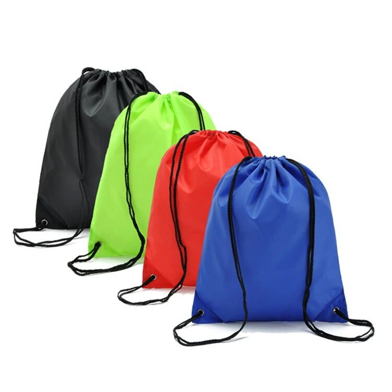 Promotional Fashionable Recycled Custom 210d Polyester Fabric Backpack School Drawstring Gym Bag