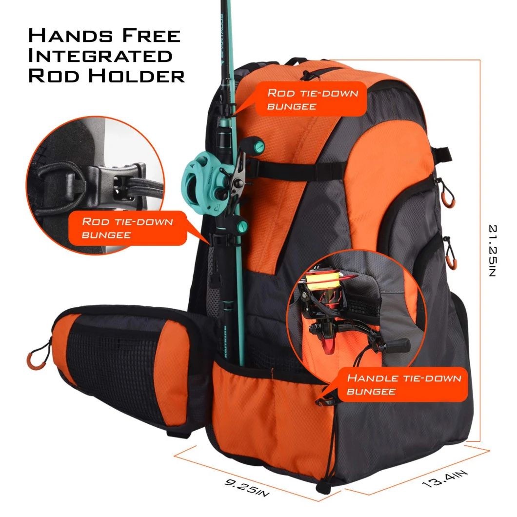 Custom Fishing Tackle Backpack Saltwater Resistant Fishing Bag Large Tackle Storage Bag Fishing Gear Bag