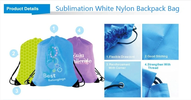 Dye Sublimation Blank Drawstring Gym Backpack Bag/Nylon Backpack Bag